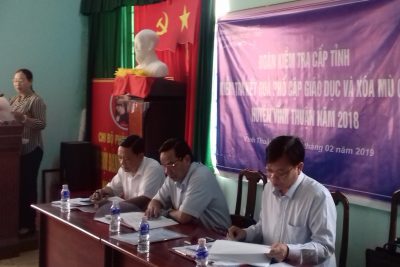 Đoàn kiểm tra cấp tỉnh kiểm tra công tác phổ cập giáo dục- xóa mù chữ huyện Vĩnh Thuận năm 2018